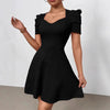 Women's Boat Neck High-Waist Mini Dress – Zipper Patchwork by FitiqueFit