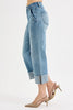RISEN High Rise Ankle Wide Cuffed Jeans