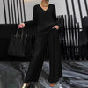 Solid Color Long Sleeve Top & Pants Two-Piece Travel Set by FitiqueFit