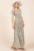 New Summer Flower Print Puff Sleeve Gathered Maxi Dress – Romantic and Feminine Floral Dress with Dramatic Sleeves