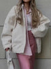 Autumn Casual Full Size Drop Shoulder Snap Down Jacket with Buttoned Front and Pockets by Stevvex