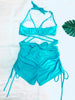 Coastal Curve Halter Bikini Set for Women – V-Neck Crisscross Drawstring Swimsuit with Chic Ring Detail & High-Waisted Boxer Shorts for Summer – Sleek Two-Piece Nylon Swimwear for Women’s Beach & Poolside Style by Stevvex