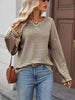 Striped Notched Long Sleeve T-Shirt by Simply Love