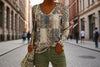 Women's Ethnic Print V-Neck Long-Sleeve Pullover Top by FitiqueFit