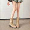 Solid Color Chunky Heel Ankle Boots Women | Versatile Style by FitiqueFit
