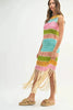 Multi Color Fringed Crochet Knit Dress For Women – Crochet Knit Dress, Fringed Dress, Multi-Color Dress, Bohemian Knit Dress, Festival Dress by Stevvex