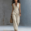 Women's V-Neck Crossover Tank Top & Casual Trousers Two-Piece Set by FitiqueFit