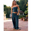 Women's Striped Tube Top & Pants Set – 2-Piece Modal Matching Outfit by FitiqueFit