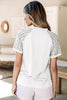 White Seamed Detail Contrast Lace Raglan Sleeve Tee by Wild and Free Boutique