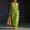 Women's Knitted V-Neck Slim-Fit Cropped Jumpsuit by FitiqueFit