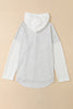 Black Button Up Contrast Knitted Sleeves Hooded Jacket