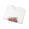Stay Chill Crash Out Crewneck Sweatshirt | neon graffiti meltdown design by Tristan’s Treehouse