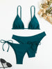 Essential Edge 3-Piece Bikini Set for Women – Solid Color High-Cut Triangle Top Two-Style Bottoms with Side Lace-Up Design & Quick-Drying Comfort – Versatile Women's Swimwear for Summer Pool Beach & Travel by Stevvex