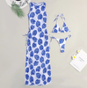 Women's Solid Color Three-Piece Bikini Set with Maxi Dress Cover-Up by FitiqueFit