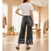 Chrysanthemum Embroidered Cropped Denim Jeans – Women's Loose Straight-Leg by FitiqueFit