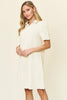 Double Take Full Size Texture Collared Neck Short Sleeve Dress Textured Dress For Women by Stevvex