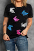 Plus Size Rabbit Round Neck Short Sleeve T-Shirt