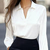 Women’s V‑Neck Business Casual Blouse – Relaxed Fit Long Sleeve Shirt by FitiqueFit