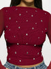 Rhinestone Embellished Long Sleeve T-Shirt by Simply Love