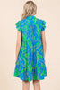 New Summer Leaf Print Ruffle Sleeve Tiered Mini Dress – Fluttering, Fresh and Playful Leaf Pattern with Feminine Ruffle Sleeves by Stevvex