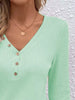 Waffle Knit Button-Detail V-Neck T-Shirt by Simply Love
