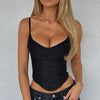 European And American Style Mesh Stitching Fishbone Waist Camisole Women