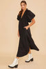 Sophisticated Elegant Black Puff Sleeve Midi Dress Luxury Dress for Women Timeless Women Dress by Stevvex