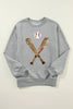 Gray Sequin Baseball Graphic Crewneck Game Day Sweatshirt by Wild and Free Boutique