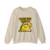 Tacos Not Tariffs Sweatshirt | taco pun, protest typography by Tristan’s Treehouse