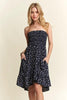 Smocked Floral Tube Dress with Pockets For Summer – FeminineFluttering Floral Tube Dress with Smocked Bodice and Convenient Pockets for a Stylish, Practical Look by Stevvex