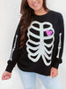 Women's Halloween Sequin Skeleton Crewneck Sweatshirt by Dog Mom Hat
