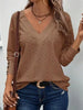 Eyelet V-Neck Long Sleeve T-Shirt by Simply Love