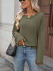 Striped Notched Long Sleeve T-Shirt by Simply Love