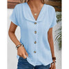 🌞 Women's Summer Solid Color Short-Sleeved Button Cardigan Top by FitiqueFit