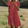 Ethnic Print Midi Dress – Scoop Neck Geometric Pattern Boho Dress by FitiqueFit