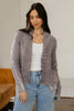 Chestnut Mineral Wash Exposed Seam Patchwork Knit Open Sweater Cardigan by Wild and Free Boutique