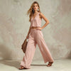 Women's V-Neck Sleeveless Camisole Top & Wide Leg Pants Set by FitiqueFit