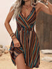 Women’s Deep V-Neck Striped Slip Dress by FitiqueFit