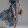 Peacock Blue Leopard Print Chiffon Off-Shoulder Dress – Boho A-Line by FitiqueFit