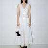 Women's V-Neck Sleeveless Button-Up Pencil Dress by FitiqueFit