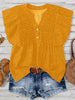 Polka Dot Notched Ruffled Cap Sleeve Blouse