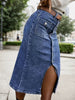Women’s Elastic Denim Skirt – Plus Size Medium-Long Split Dress by FitiqueFit