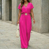 Women's V-Neck Belted Wide-Leg Jumpsuit by FitiqueFit