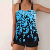 Split Leaf Print Bikini Swimsuit Plus Size