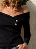 Off-Shoulder Long Sleeve T-Shirt by Simply Love