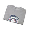 United by Baseball Crewneck Sweatshirt | Patriotic Baseball Graphic, Vintage Red White Blue by Tristan’s Treehouse