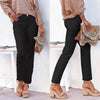 Women's Straight Leg Ankle-Length Raw Hem Denim Pants – Casual High-Waist Jeans by FitiqueFit