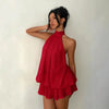 Women's Backless Halter Neck High-Waist Mini Dress with Puffy Skirt by FitiqueFit