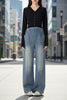 Retro Loose Straight-Leg High-Waist Floor-Length Wide-Leg Maternity Jeans by FitiqueFit