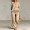 V-Neck Loose Short-Sleeve Top & Pants Set – 7 Colors, S–5XL by FitiqueFit